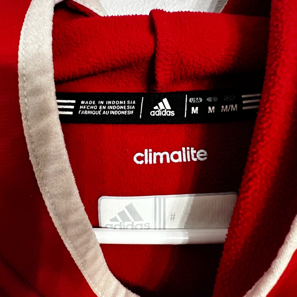 Wisconsin Badgers Sweater Adult Medium Red White Hoodie Sweatshirt Adidas Mens - Picture 6 of 6
